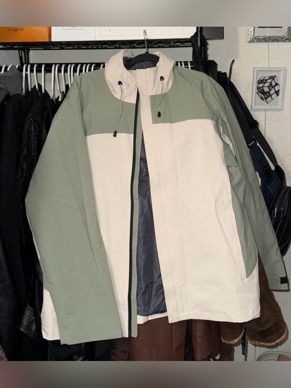 Men's Colorblock Windbreaker Jacket - Sage & Cream